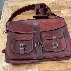 Vintage Cuero DHK Leather 17" Handmade Laptop Satchel Messenger Bag